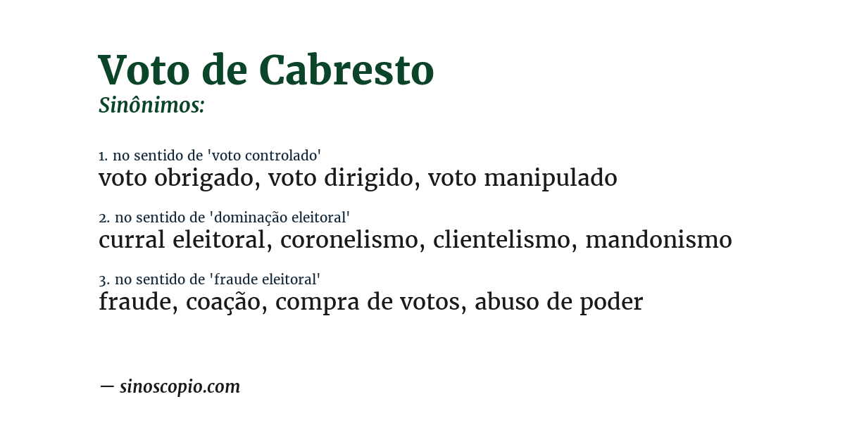 Sinônimo de voto de cabresto