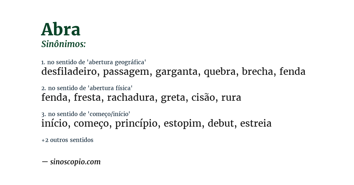 Sinônimo de abra