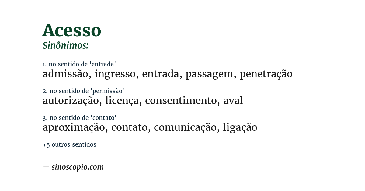 Sinônimo de acesso