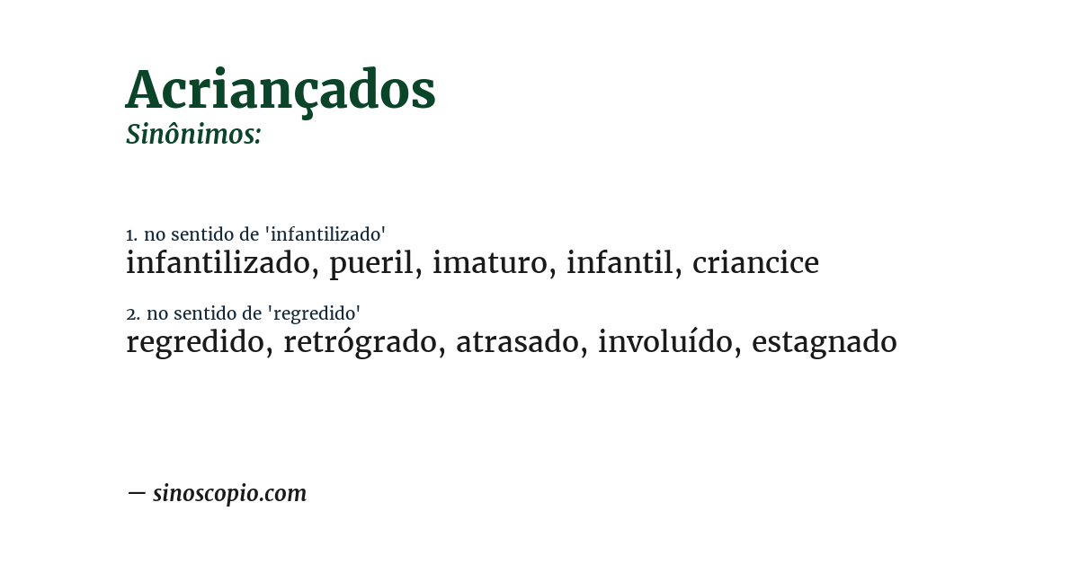 Sinônimo de acriançados