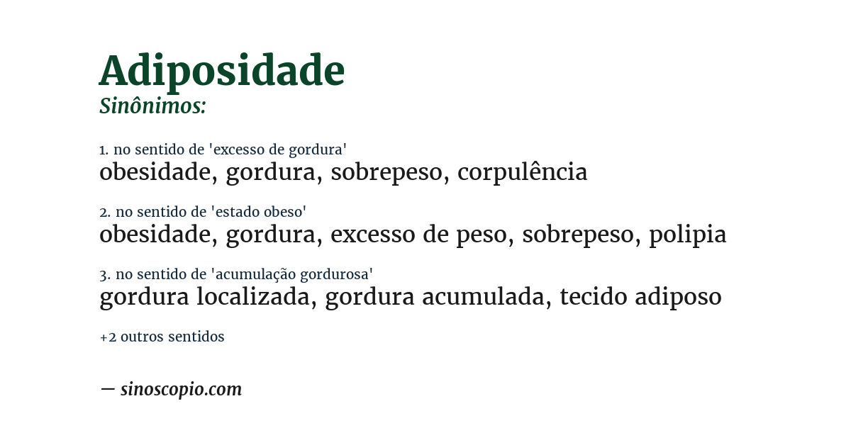 Sinônimo de adiposidade