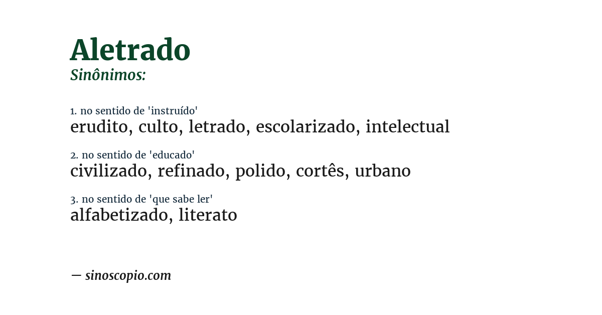 Sinônimo de aletrado