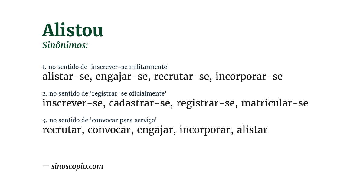 Sinônimo de alistou