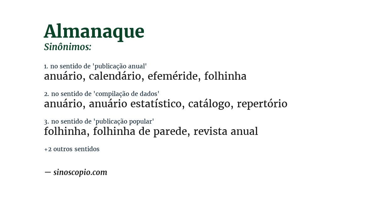 Sinônimo de almanaque