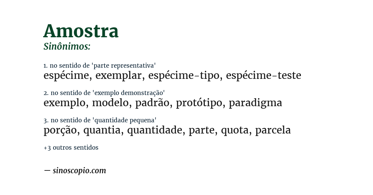 Sinônimo de amostra