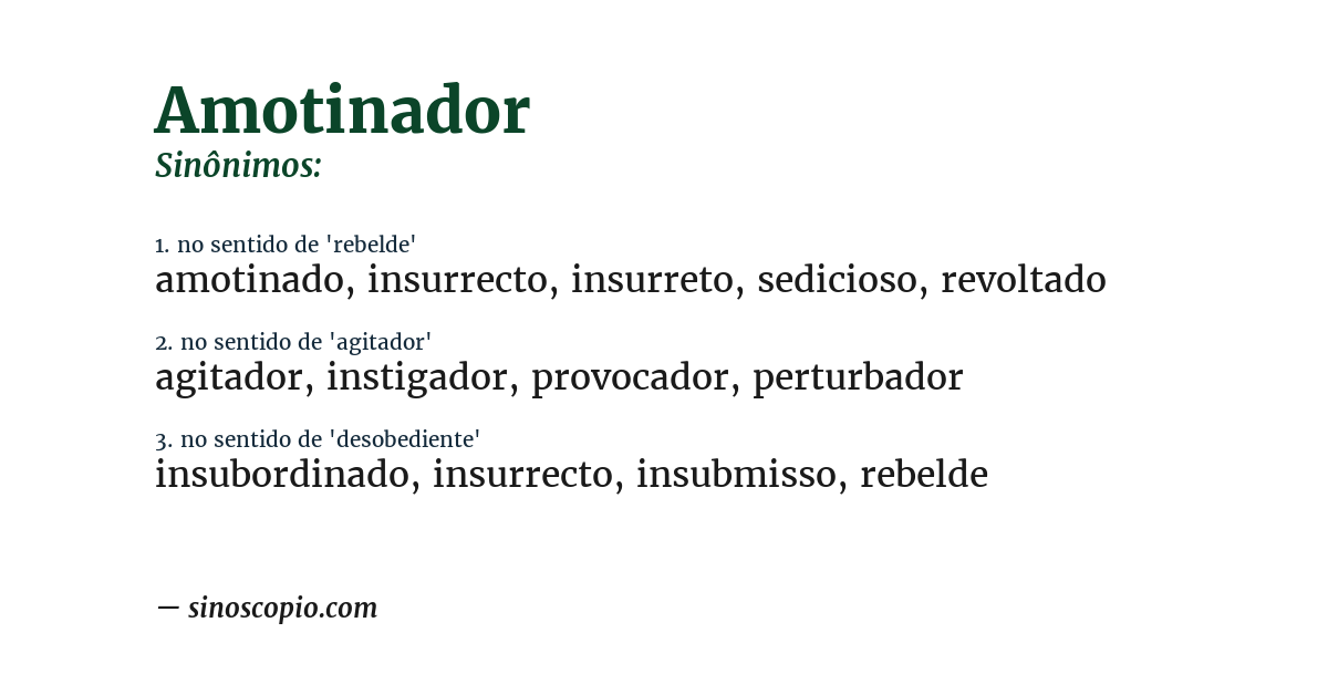 Sinônimo de amotinador