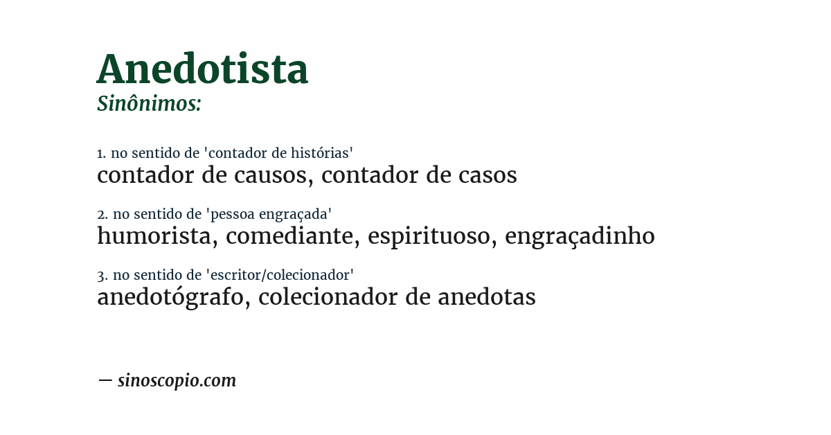Sinônimo de anedotista