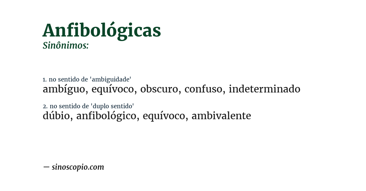 Sinônimo de anfibológicas