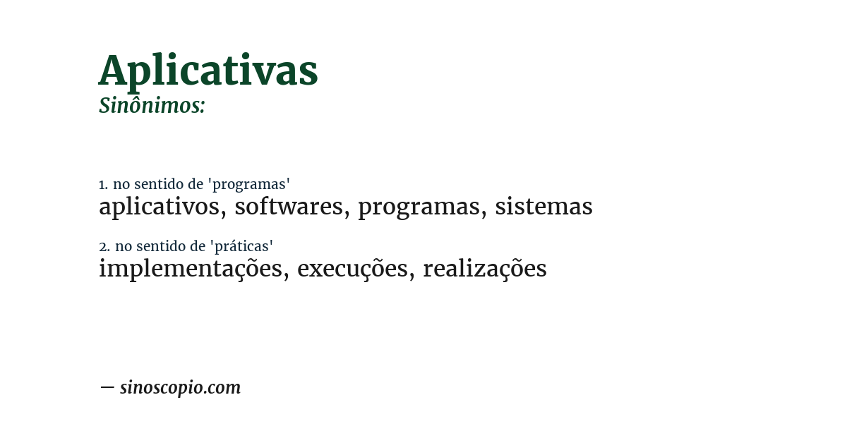 Sinônimo de aplicativas