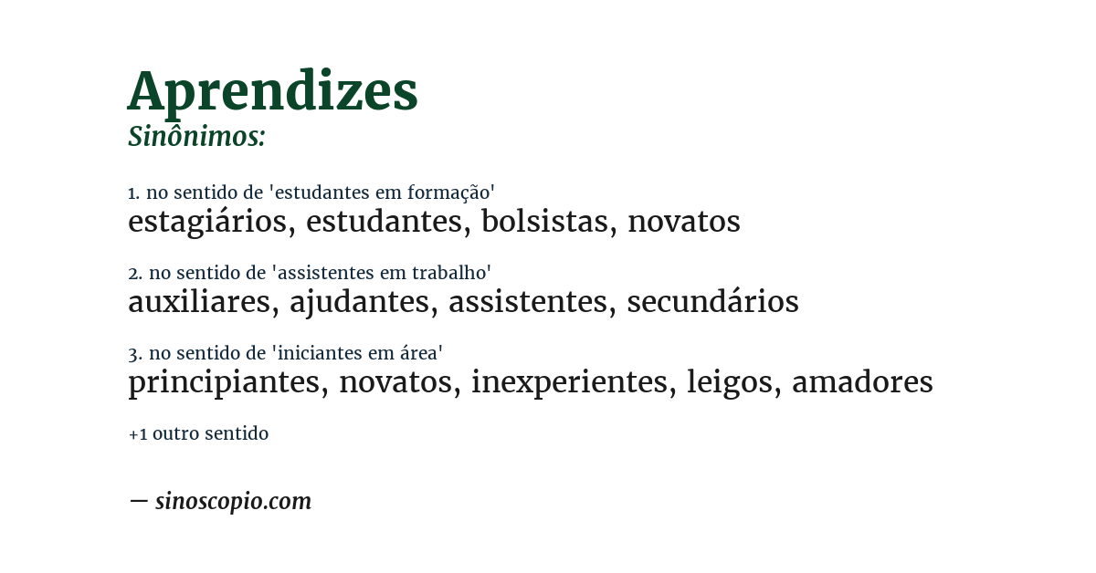 Sinônimo de aprendizes