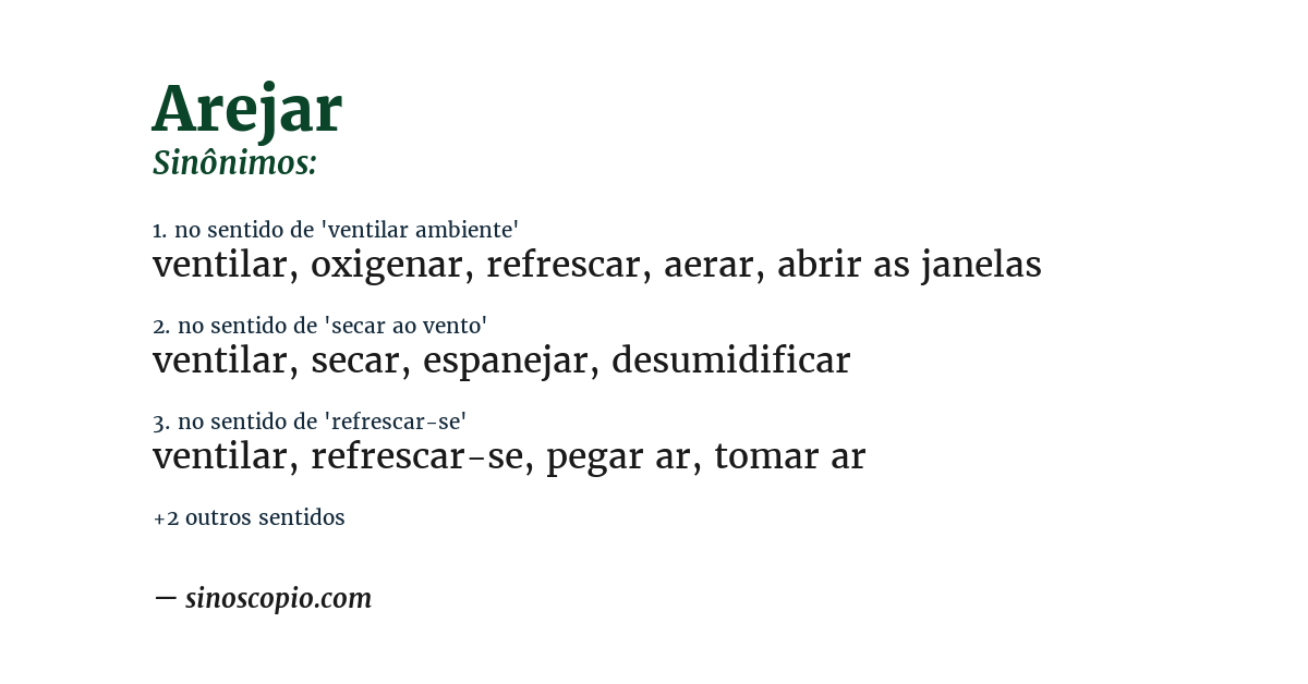 Sinônimo de arejar