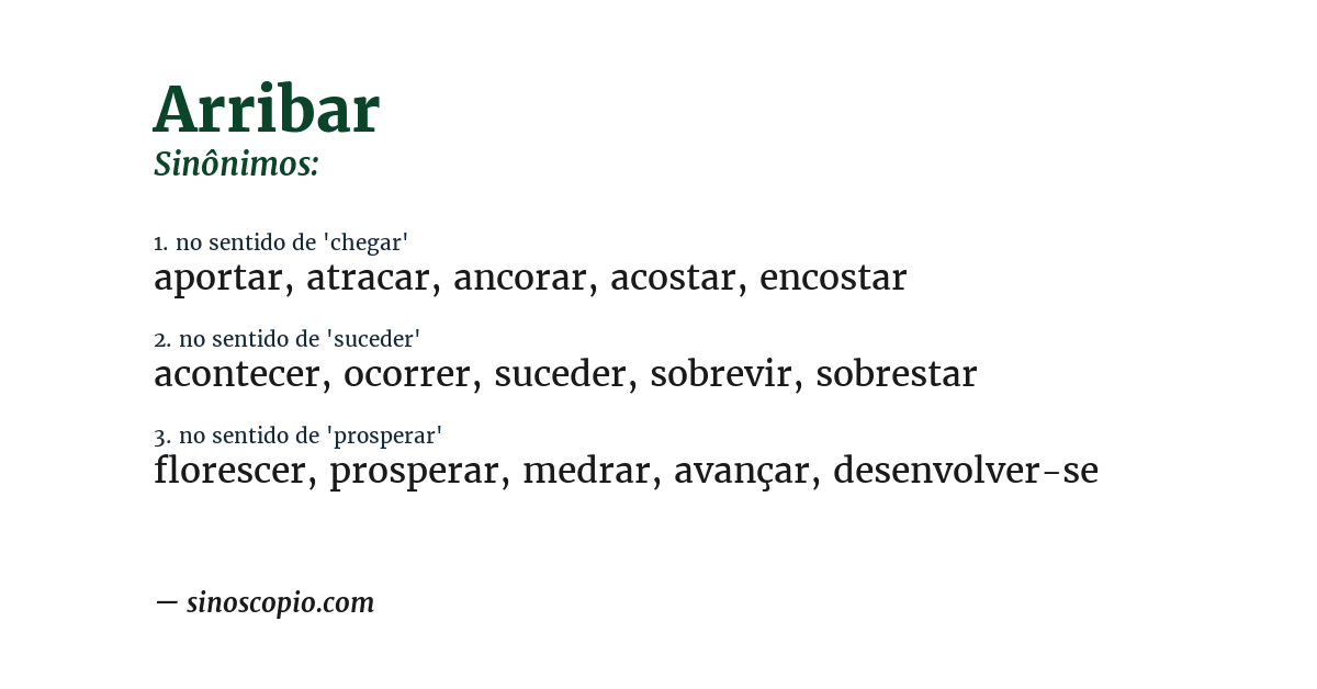 Sinônimo de arribar