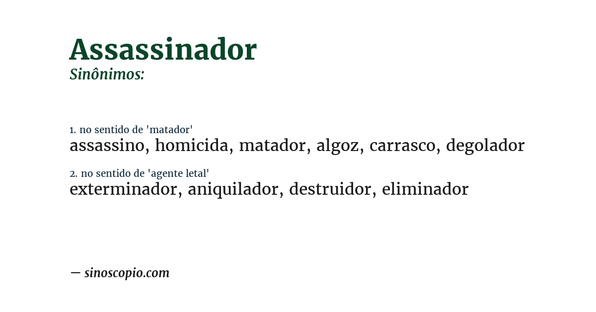Sinônimo de assassinador