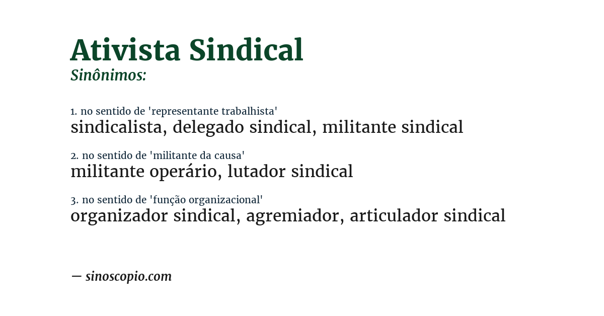 Sinônimo de ativista sindical