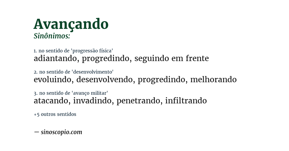 Sinônimo de avançando