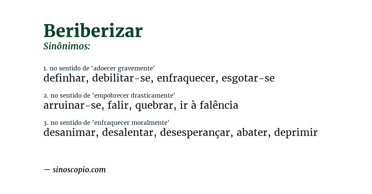 Sinônimo de beriberizar