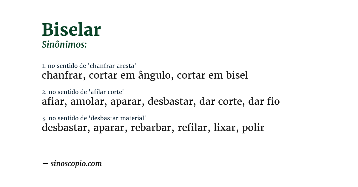 Sinônimo de biselar