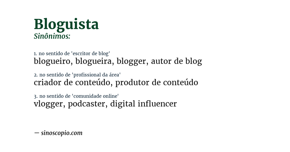 Sinônimo de bloguista