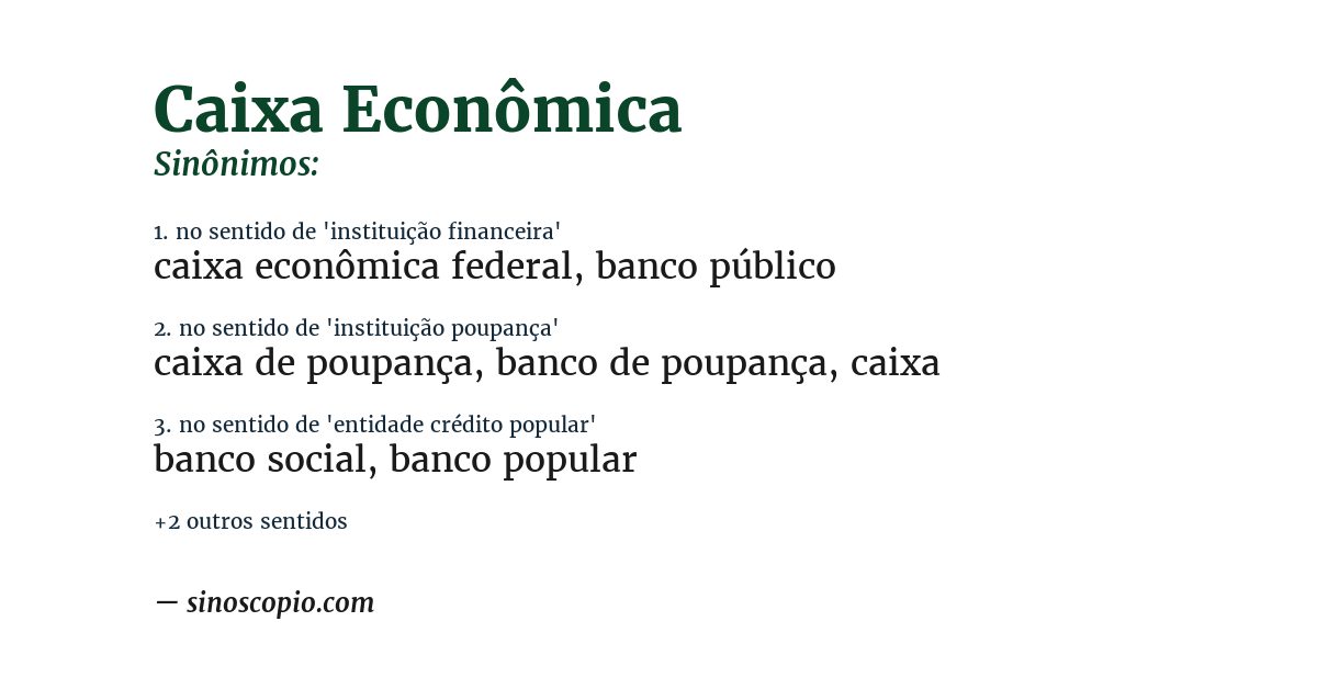 Sinônimo de caixa econômica
