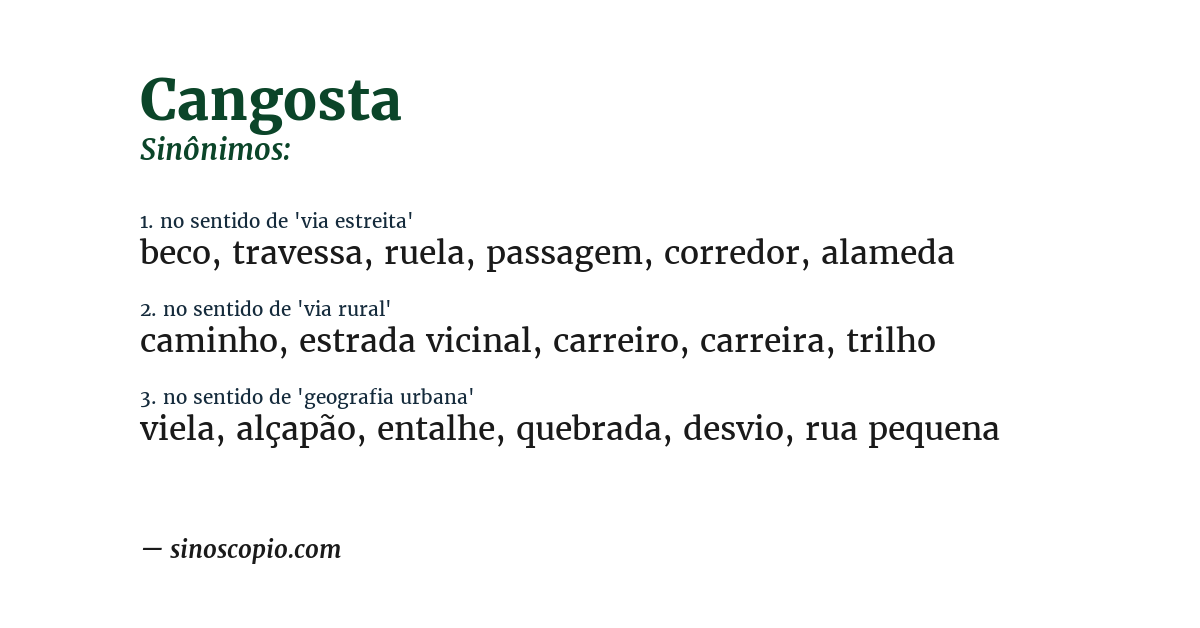 Sinônimo de cangosta