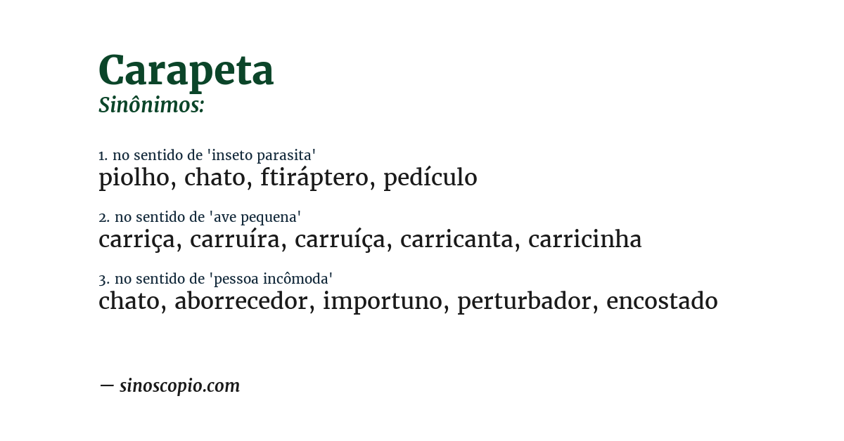 Sinônimo de carapeta