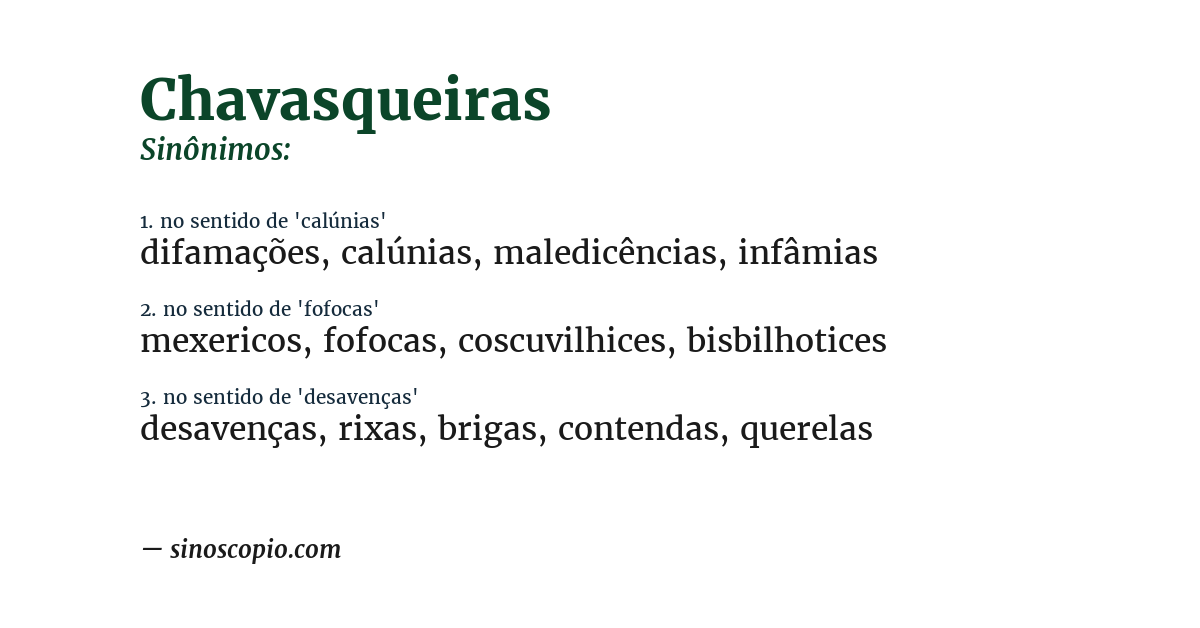 Sinônimo de chavasqueiras
