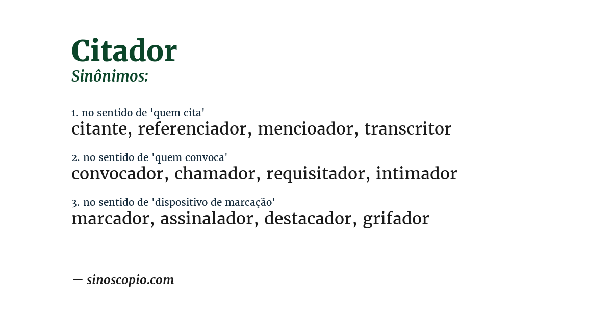 Sinônimo de citador