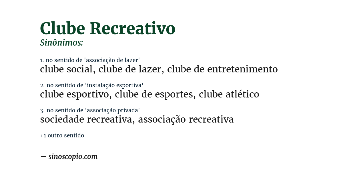Sinônimo de clube recreativo