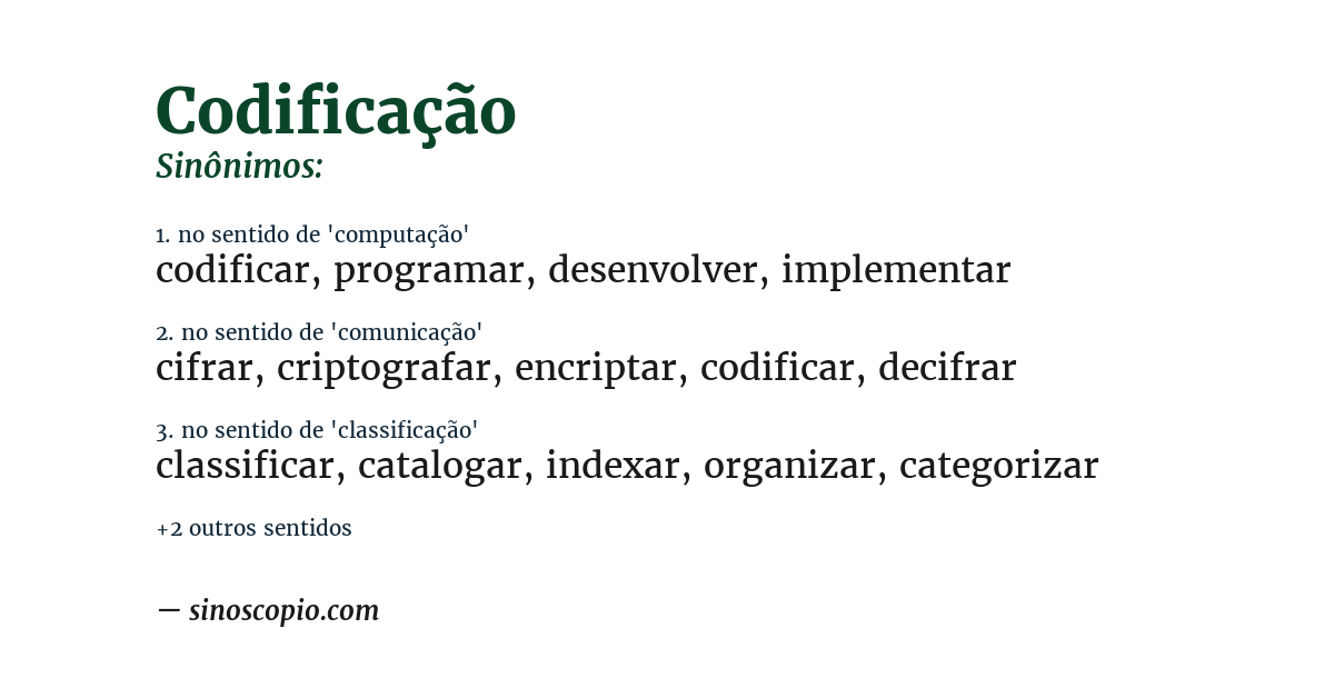 Sinônimo de codificação