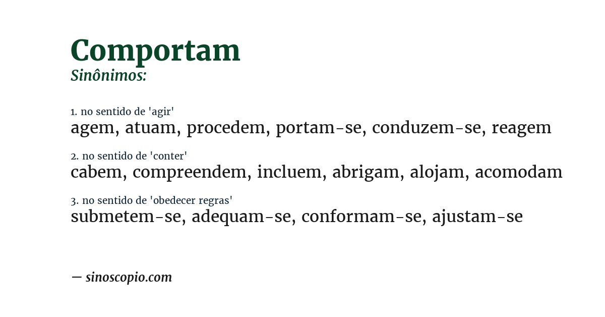Sinônimo de comportam