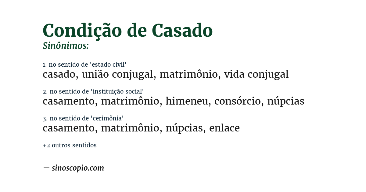 Sinônimo de condição de casado