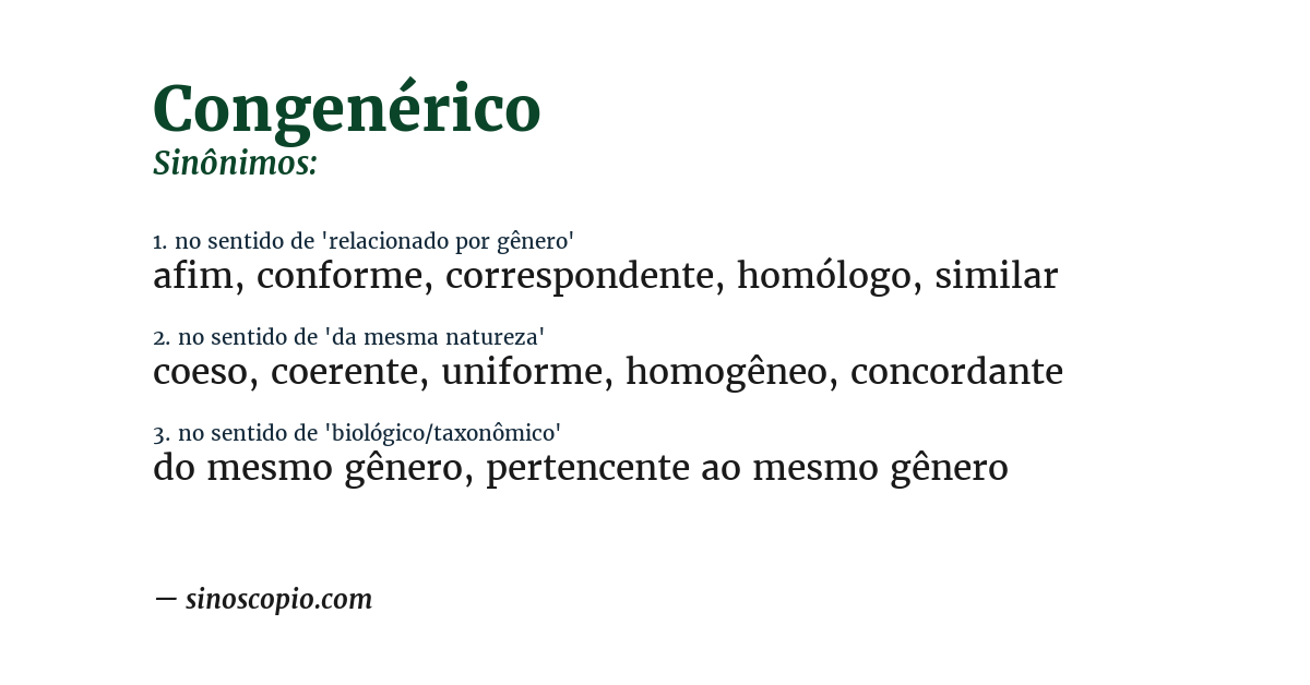 Sinônimo de congenérico