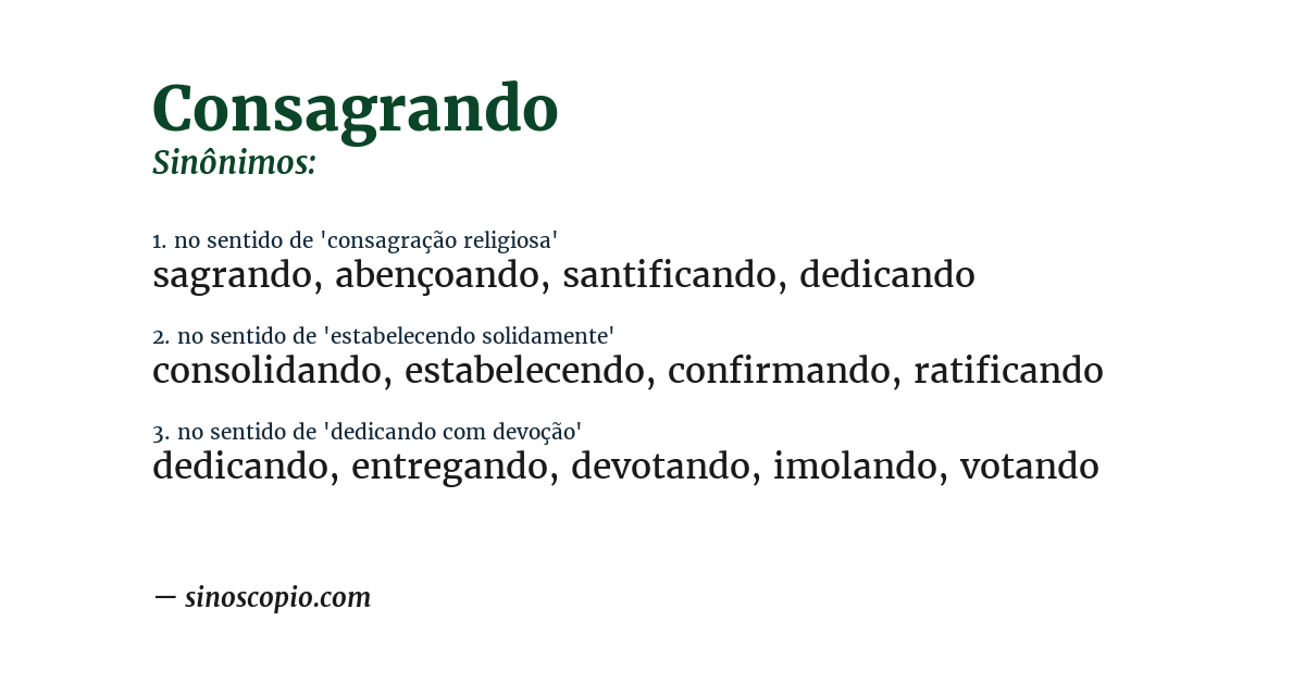 Sinônimo de consagrando