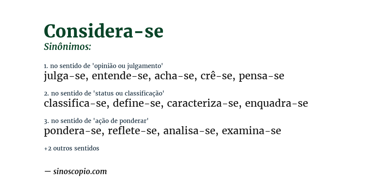 Sinônimo de considera-se