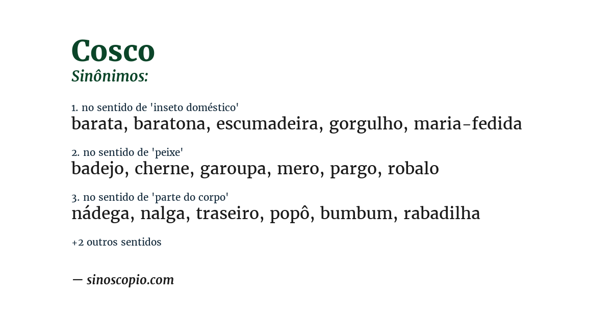 Sinônimo de cosco