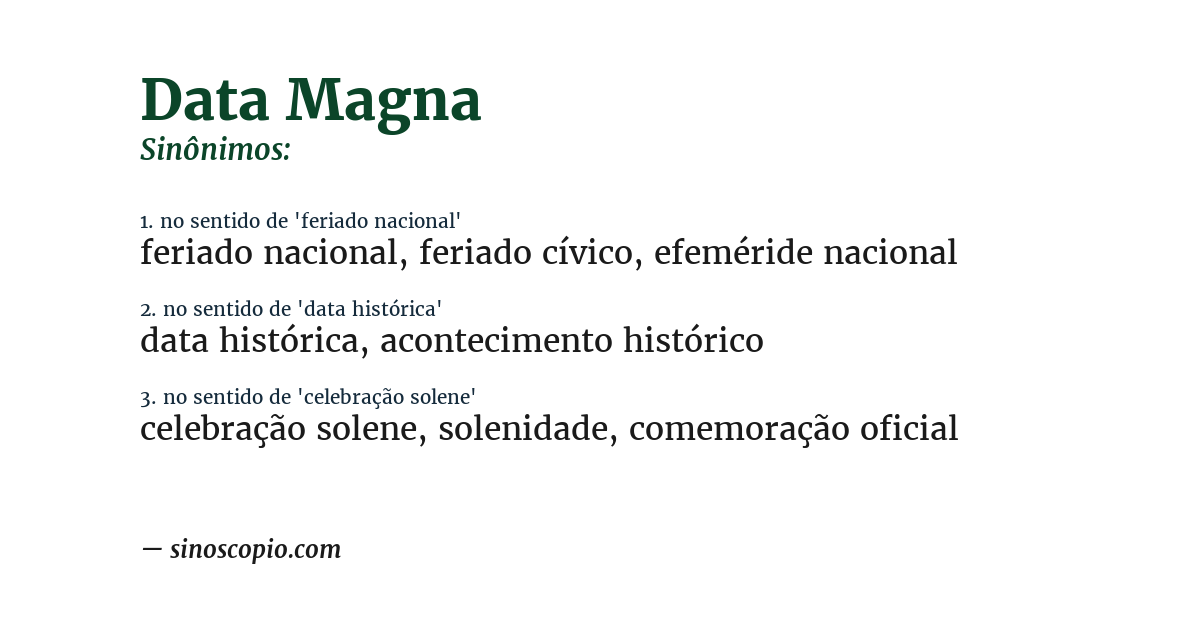Sinônimo de data magna