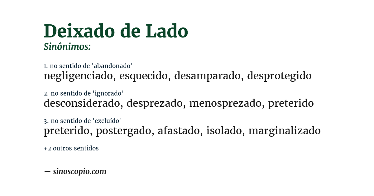 Sinônimo de deixado de lado