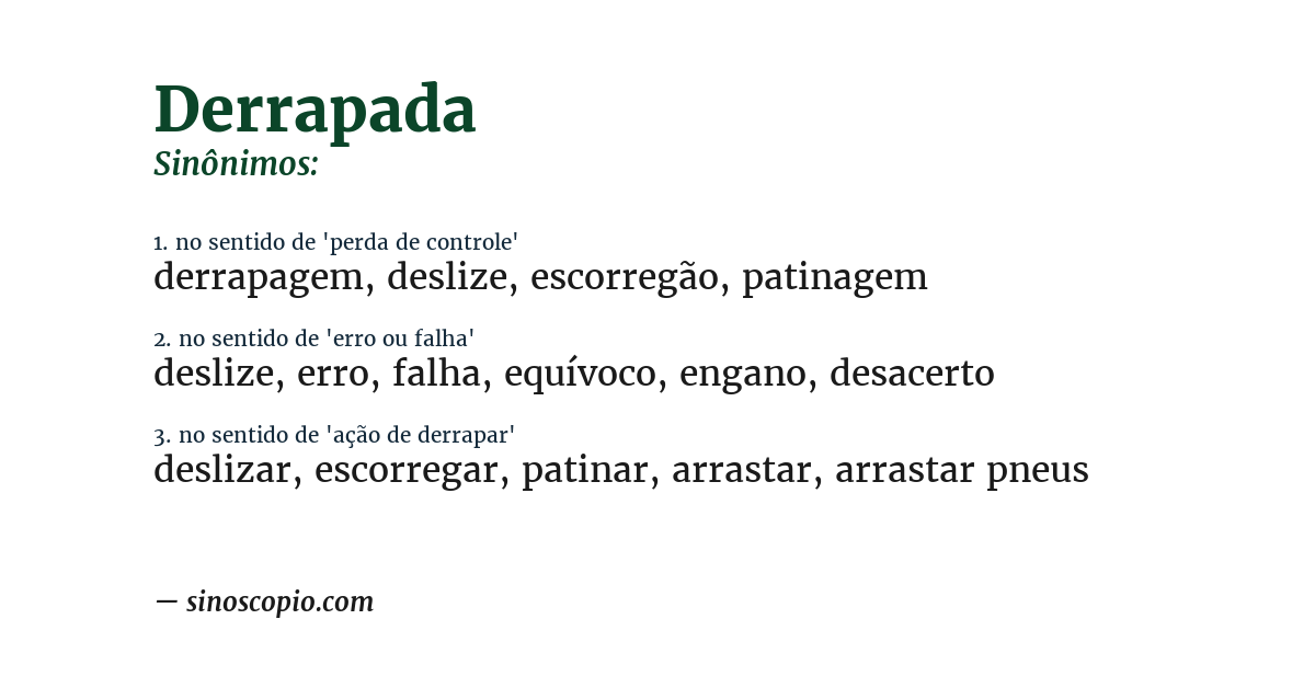 Sinônimo de derrapada