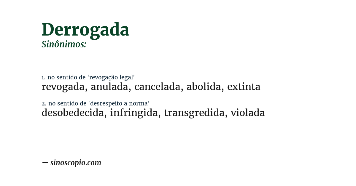 Sinônimo de derrogada