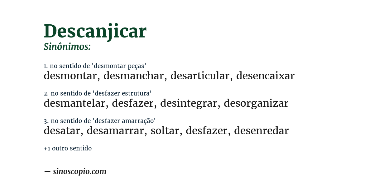 Sinônimo de descanjicar
