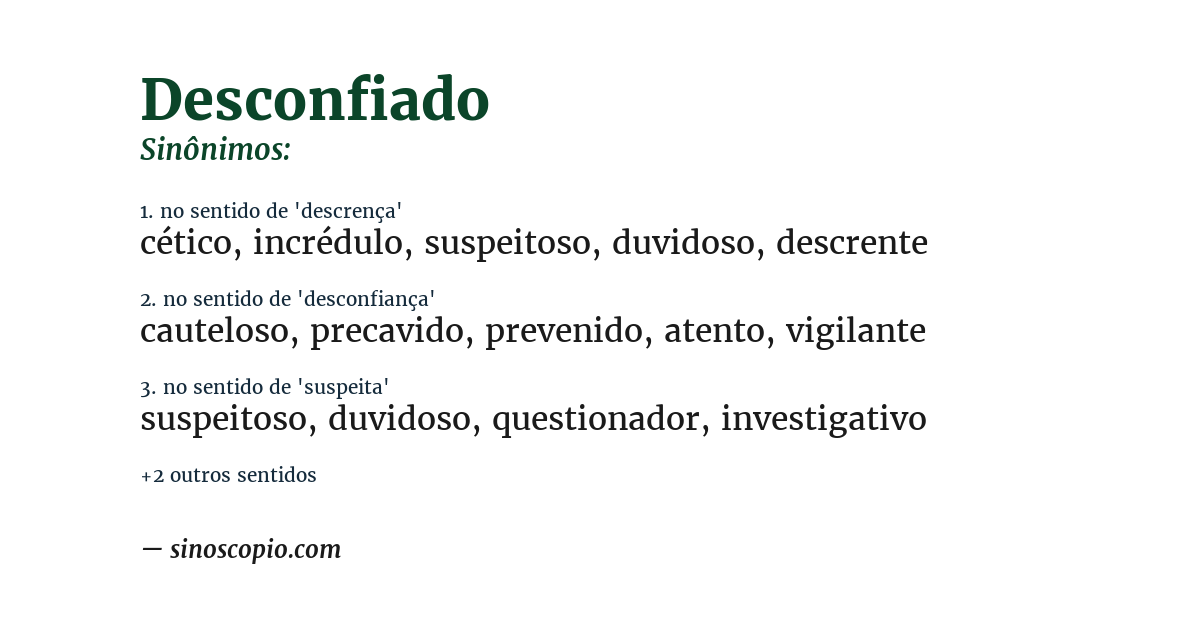 Sinônimo de desconfiado