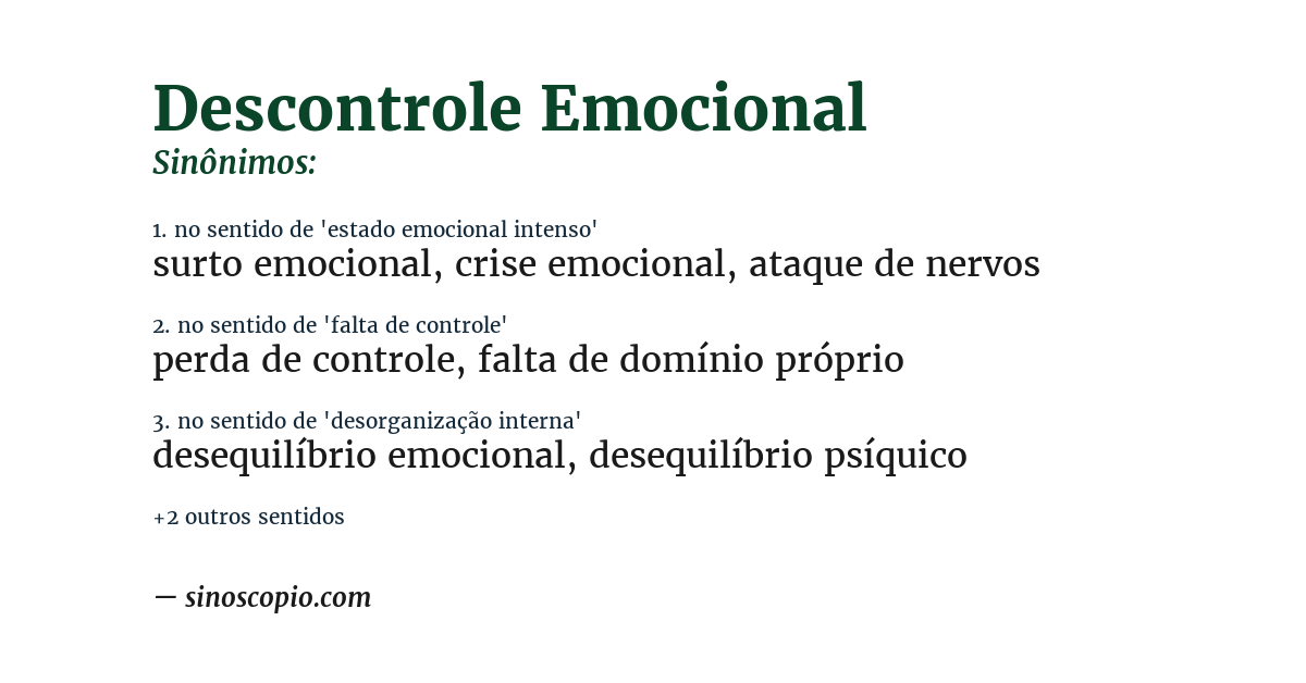 Sinônimo de descontrole emocional