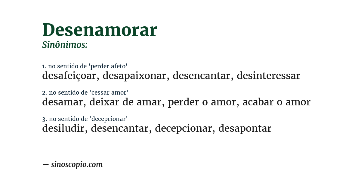 Sinônimo de desenamorar