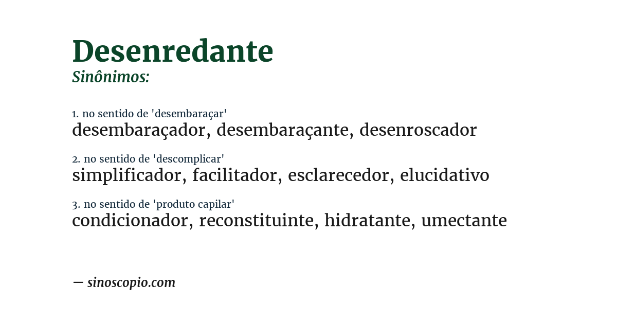 Sinônimo de desenredante