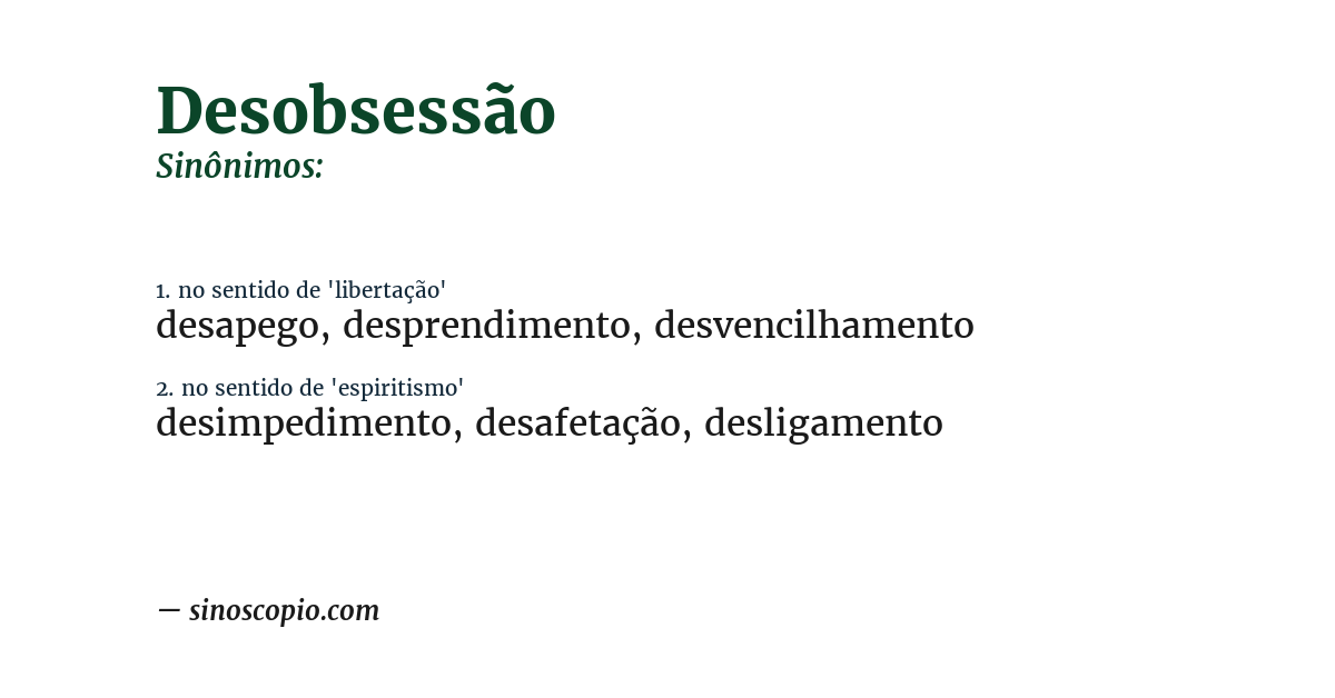 Sinônimo de desobsessão