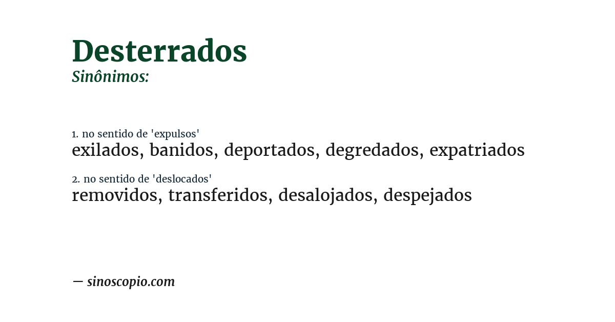 Sinônimo de desterrados