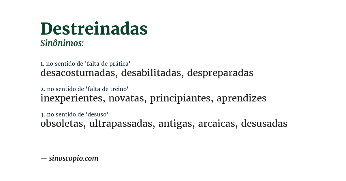 Sinônimo de destreinadas
