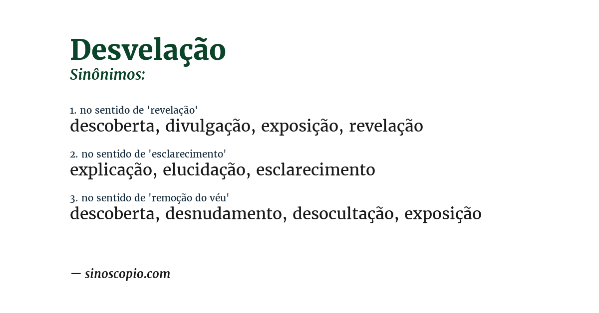 Sinônimo de desvelação
