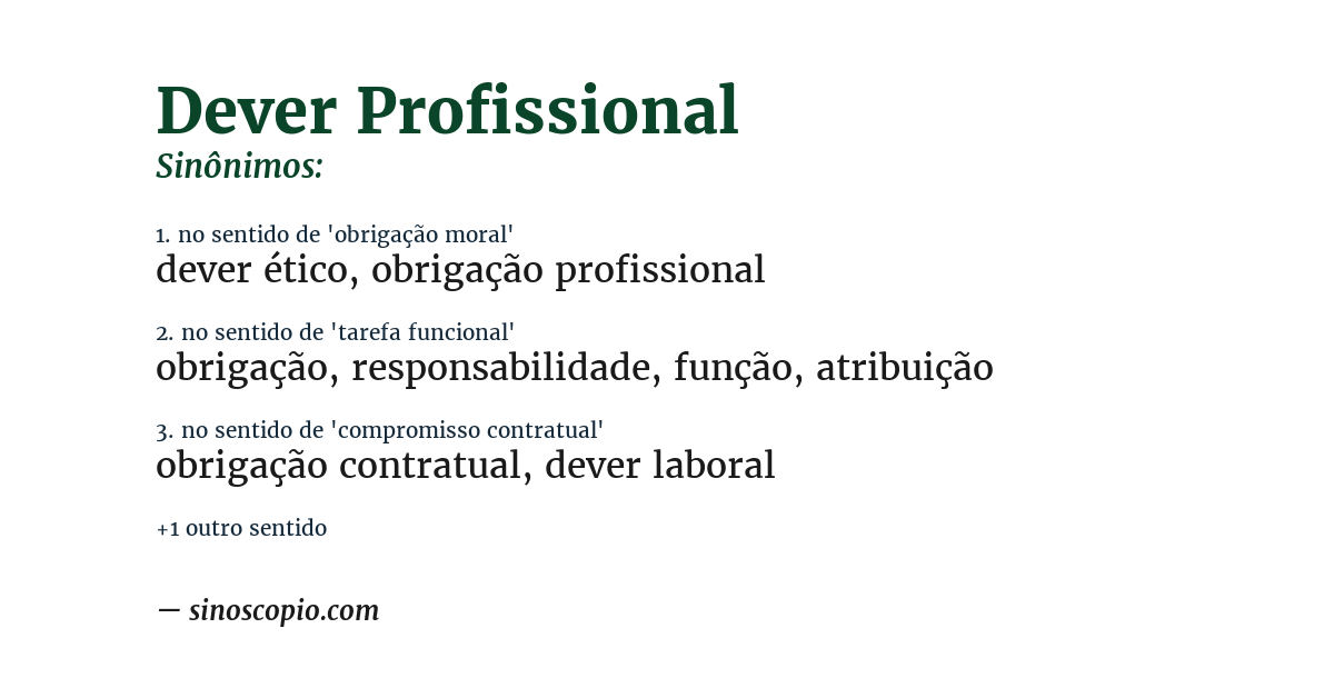 Sinônimo de dever profissional
