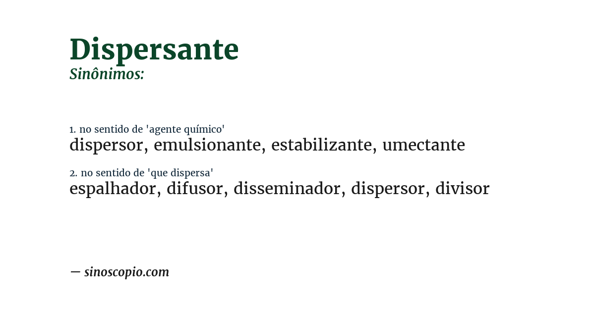Sinônimo de dispersante